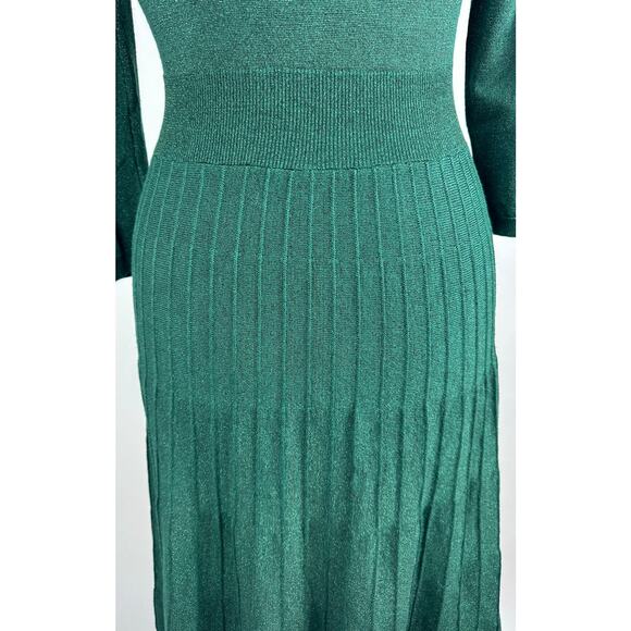 Nanette Lepore Size XL 14 16 Green Pleated Midi Dress Holiday Festive Christmas - Picture 5 of 11